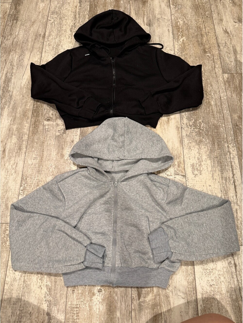 SHEIN L Cropped Zip Hoodie Lot Black Gray 2 Piece Y2K